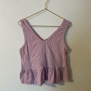 Wild Fable Lilac V-Neck Peplum Tank Top
